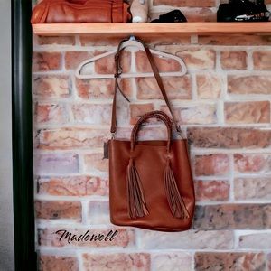 Madewell Brown Leather Purse w/Fringe Tassels on Sides, New with Tags